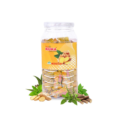 Multani Pharmaceuticals Limited Multani Tulsi Ginger Cough Lozenges Jar pack Relief From Cough Sore Throat Soreness