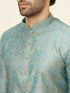 Manyavar Sage Green Lattice Patterned Kurta Set