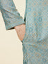 Manyavar Sage Green Lattice Patterned Kurta Set