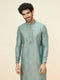 Manyavar Sage Green Lattice Patterned Kurta Set