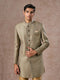 Manyavar Green Patterned Indo Western Set