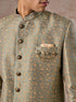 Manyavar Green Patterned Indo Western Set