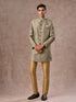 Manyavar Green Patterned Indo Western Set