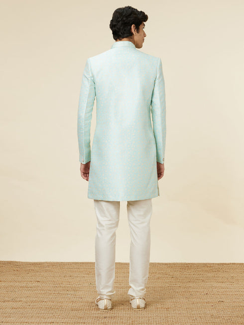 Manyavar Arctic Blue Angrakha Style Indo Western Set