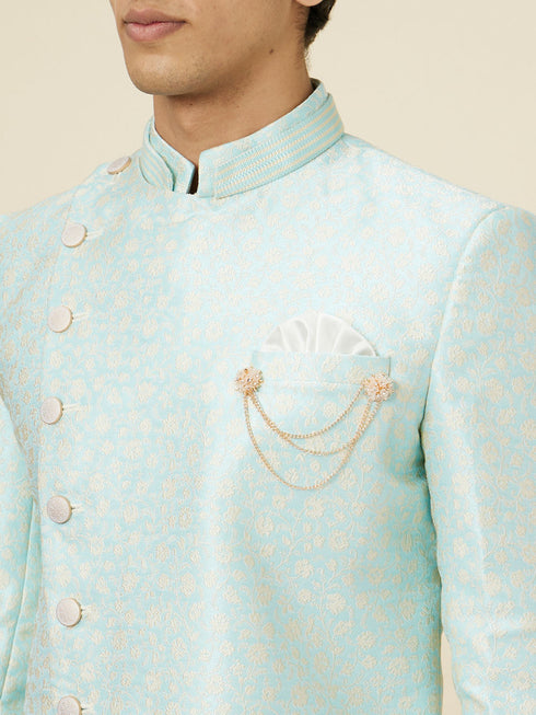 Manyavar Arctic Blue Angrakha Style Indo Western Set