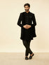 Manyavar Kohl Black Embroidered Indo Western Set