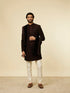 Manyavar Enchanting Black Embroidered Self Texture Indo Western Set