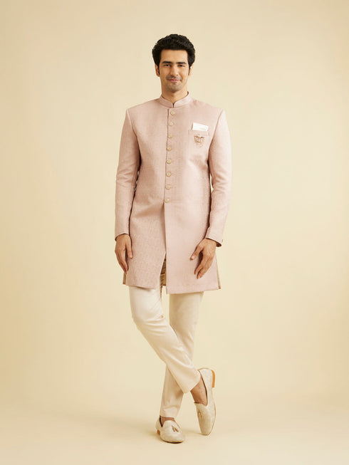 Manyavar Pastel Pink Achkan Indo Western