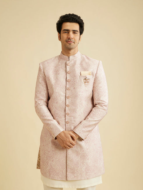 Manyavar Faded Pink Floral Indo Western