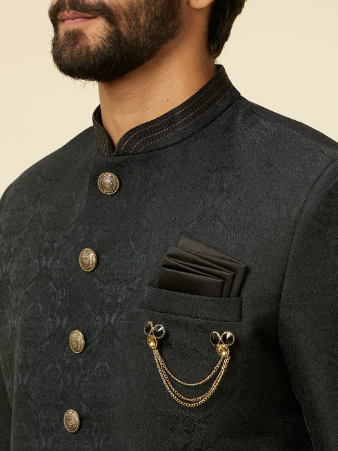Manyavar Kohl Black Achkan Indo Western Set
