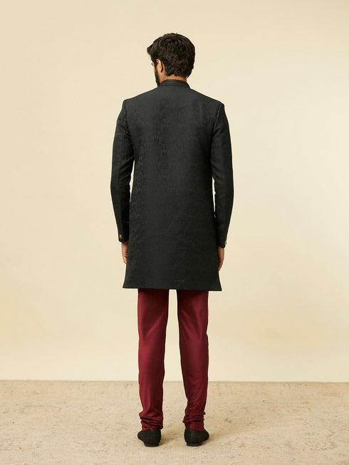 Manyavar Kohl Black Achkan Indo Western Set