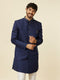 Manyavar Dark Blue Achkan Style Scallop Patterned Indo Western Set