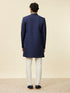 Manyavar Dark Blue Achkan Style Scallop Patterned Indo Western Set