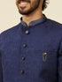 Manyavar Dark Blue Achkan Style Scallop Patterned Indo Western Set