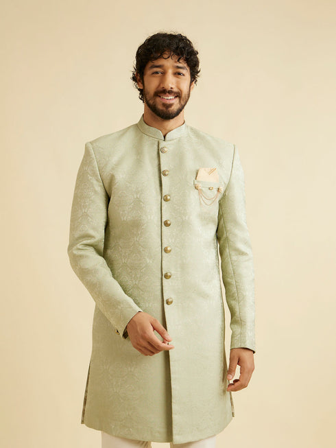 Manyavar Sage Green Achkan Indo Western