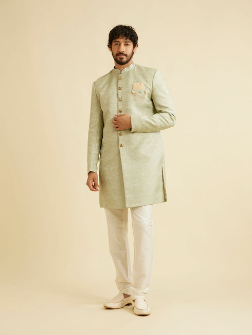 Manyavar Sage Green Achkan Indo Western