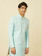 Manyavar Blissful Blue Medallion Patterned Indo Western Set