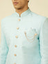 Manyavar Blissful Blue Medallion Patterned Indo Western Set
