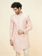 Manyavar Rose Pink Damask Pattern Indo Western Set