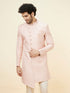 Manyavar Rose Pink Damask Pattern Indo Western Set