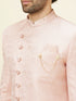 Manyavar Rose Pink Damask Pattern Indo Western Set