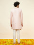 Manyavar Rose Pink Damask Pattern Indo Western Set