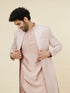 Manyavar Rose Pink Scallop Patterned Indo Western Set