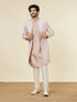 Manyavar Rose Pink Scallop Patterned Indo Western Set