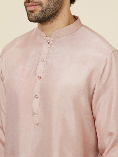 Manyavar Rose Pink Scallop Patterned Indo Western Set