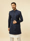 Manyavar Blue Brocade Jacquard Self Design Indo Western