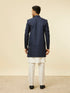 Manyavar Blue Brocade Jacquard Self Design Indo Western