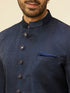 Manyavar Blue Brocade Jacquard Self Design Indo Western