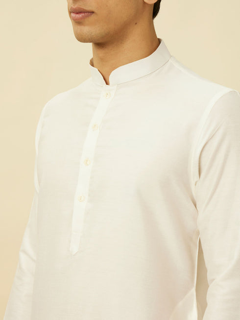 Manyavar Cream Pink Medallion Patterned Indo Western Set