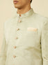 Manyavar Sage Green Medallion Patterned Indo Western Set