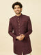 Manyavar Mauve Wine Medallion Patterned Indo Western Set