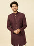 Manyavar Mauve Wine Medallion Patterned Indo Western Set