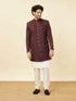 Manyavar Mauve Wine Medallion Patterned Indo Western Set
