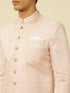 Manyavar Veiled Rose Pink Medallion Patterned Indo Western Set