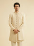 Manyavar Cream Beige Sequinned Layered Indo Western Set