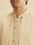 Manyavar Cream Beige Sequinned Layered Indo Western Set