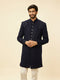 Manyavar Midnight Blue Diamond Patterned Indo Jacket Set