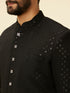 Manyavar Ebony Black Sequinned Layered Indo Western Set