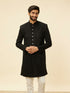 Manyavar Ebony Black Sequinned Layered Indo Western Set