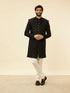 Manyavar Ebony Black Sequinned Layered Indo Western Set
