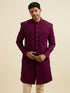 Manyavar Purple Sequinned Layered Indo Western Set