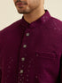 Manyavar Purple Sequinned Layered Indo Western Set