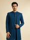 Manyavar Teal Blue Sequinned Layered Indo Western Set