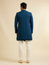 Manyavar Teal Blue Sequinned Layered Indo Western Set