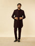 Manyavar Mauve Wine Floral String Patterned Indo Western Jacket Set