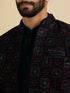Manyavar Dark Blue And Teal Green Indo Western Set with Chowkadi Motifs And Patra Work